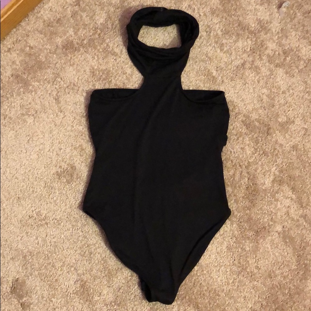 Black Sleeveless Bodysuit W/ Open Back